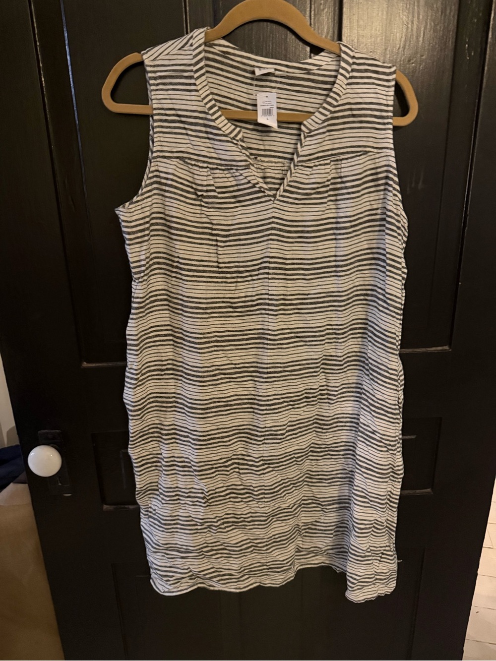 GAP Striped Sleeveless Midi Dress in White and Black